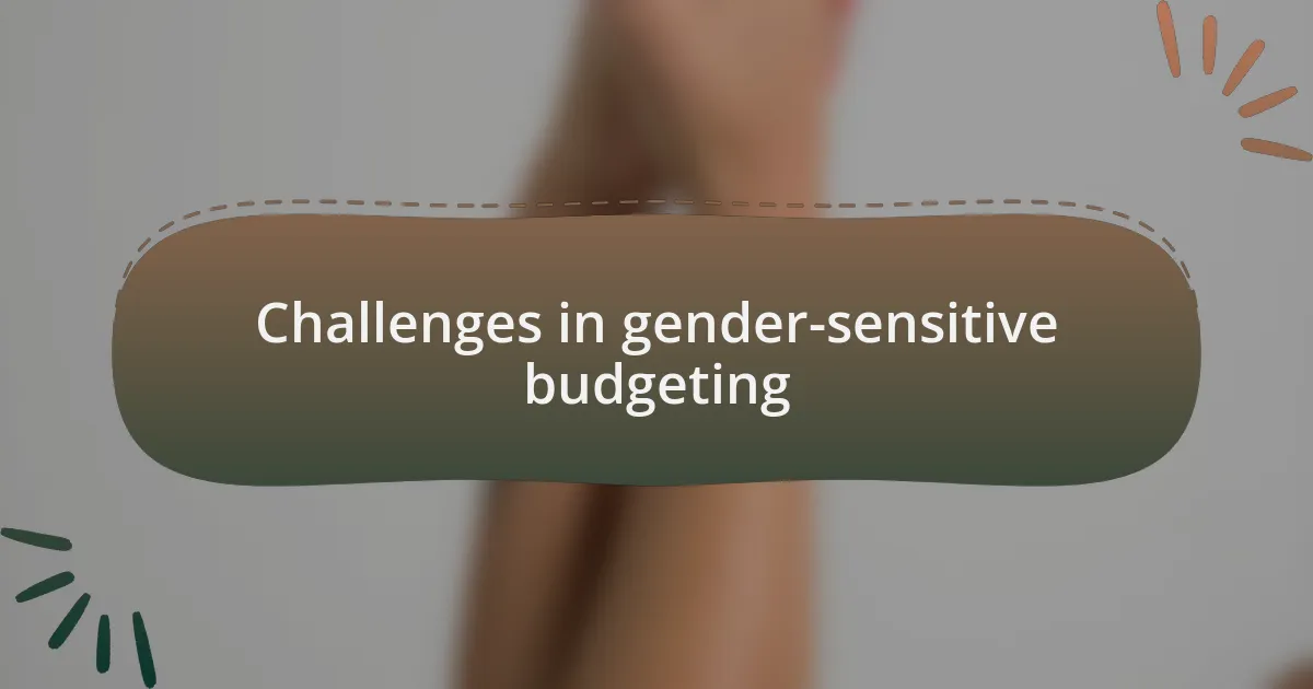 Challenges in gender-sensitive budgeting