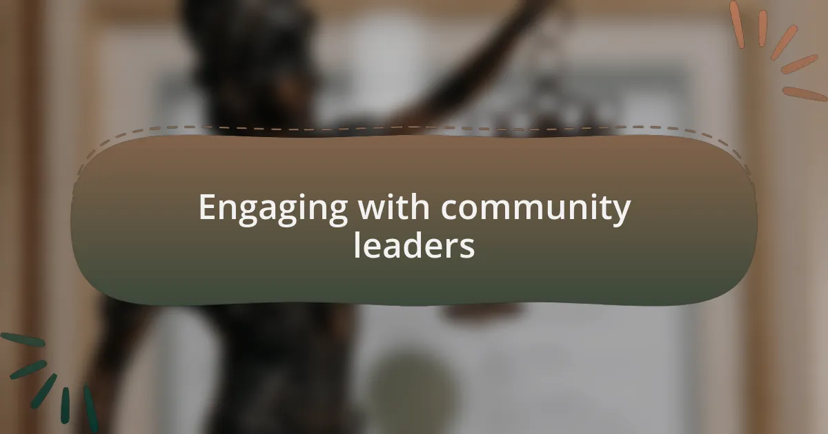 Engaging with community leaders