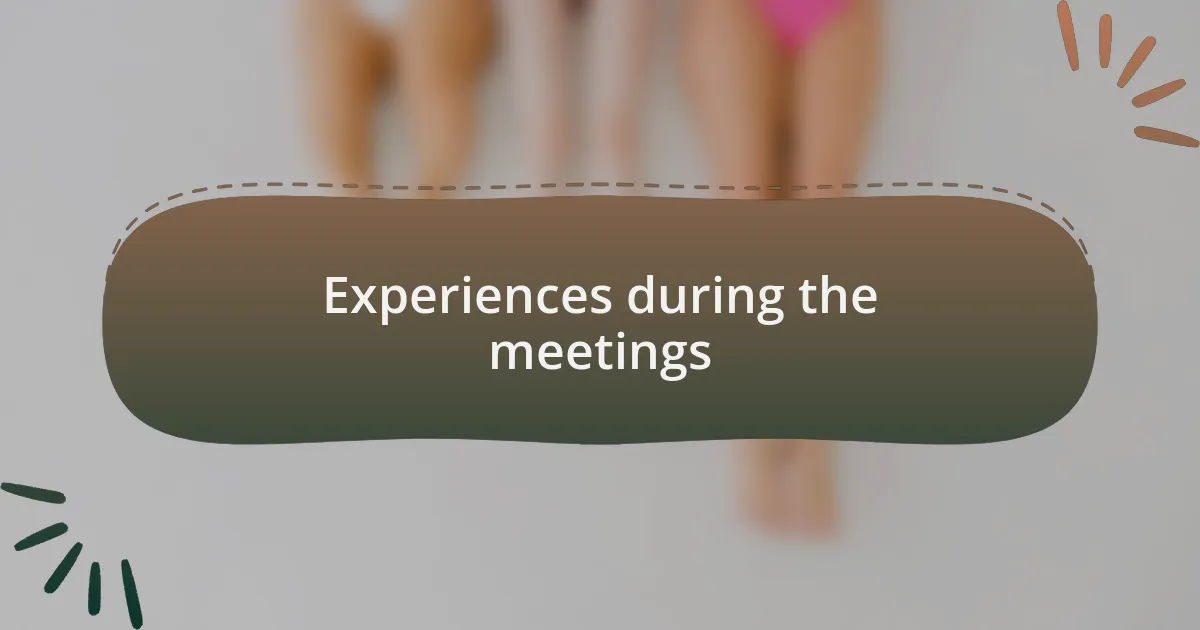 Experiences during the meetings