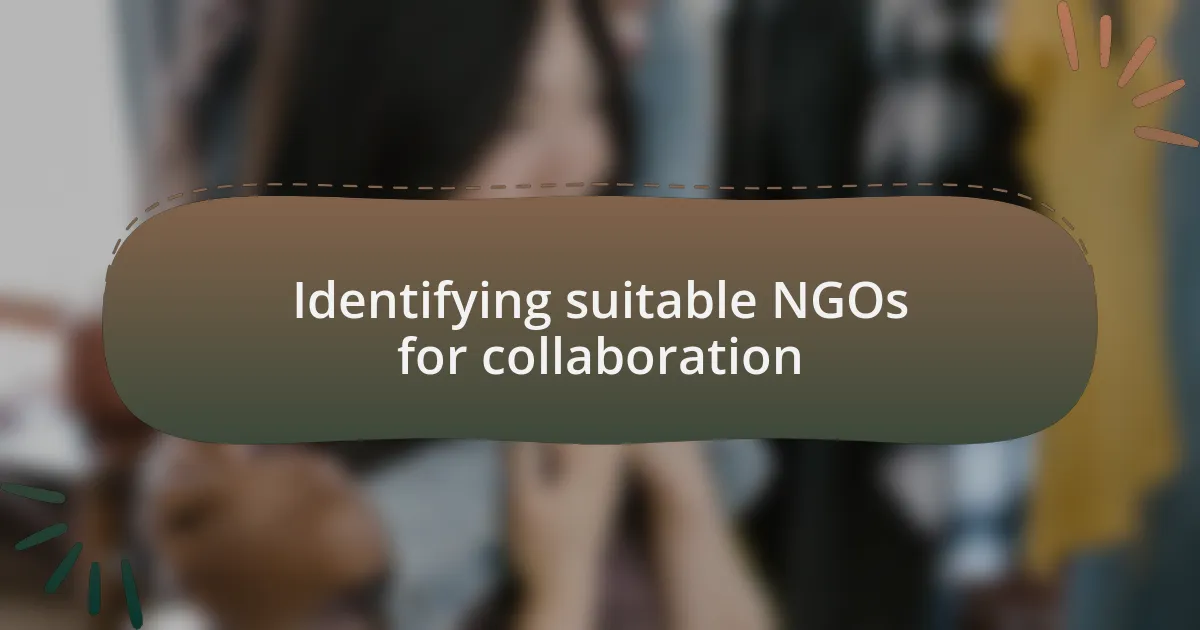 Identifying suitable NGOs for collaboration