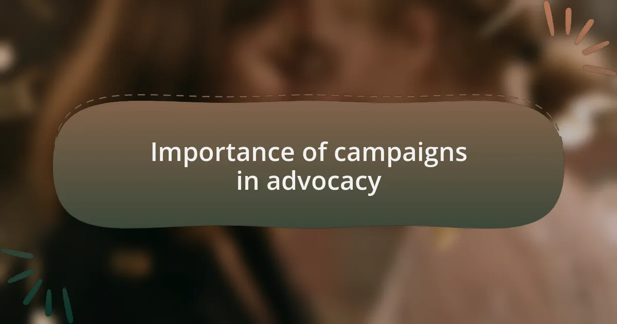 Importance of campaigns in advocacy
