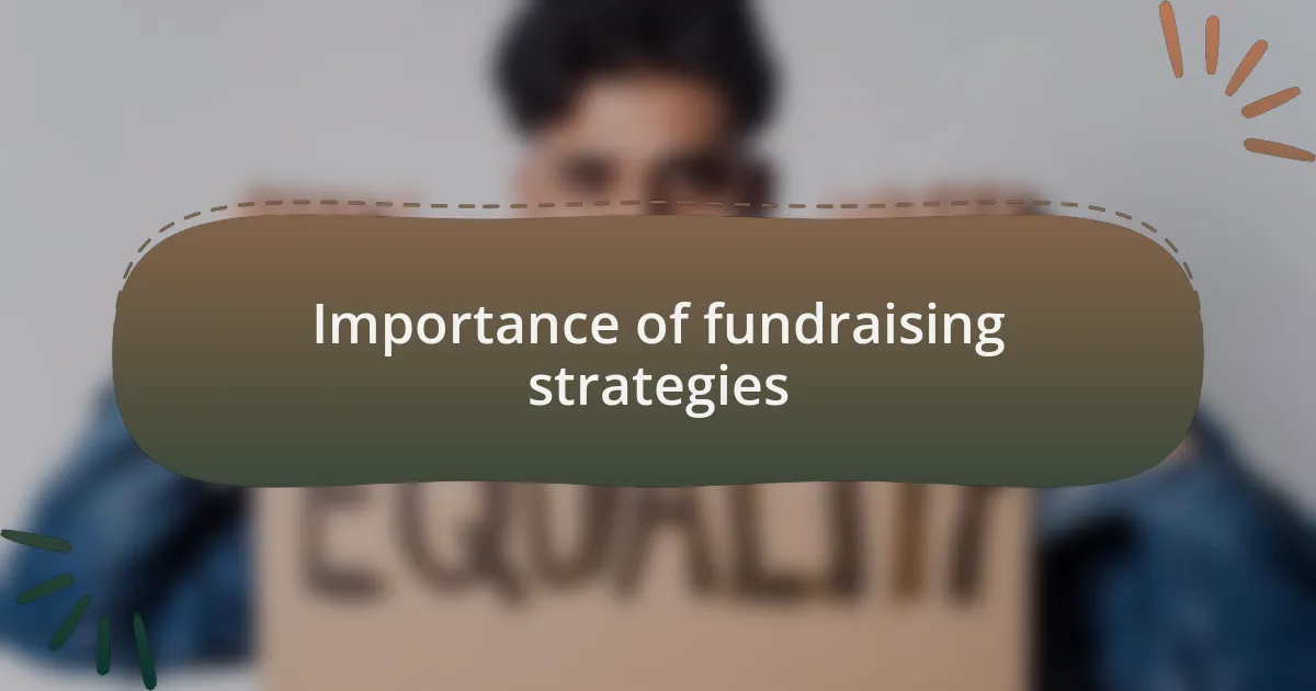 Importance of fundraising strategies