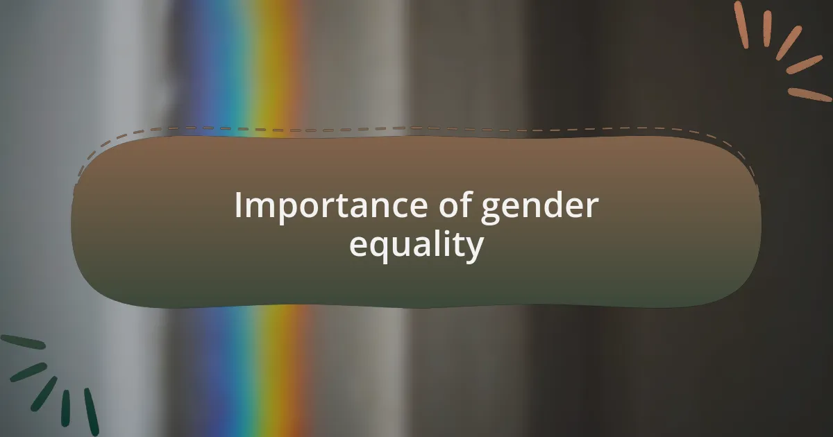 Importance of gender equality