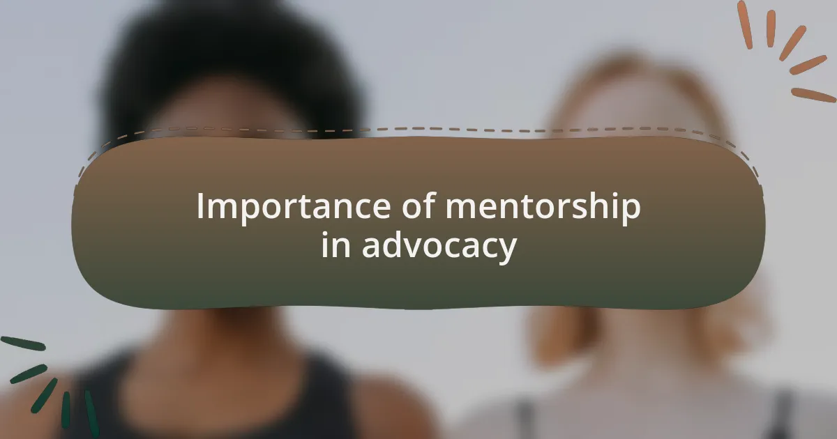 Importance of mentorship in advocacy