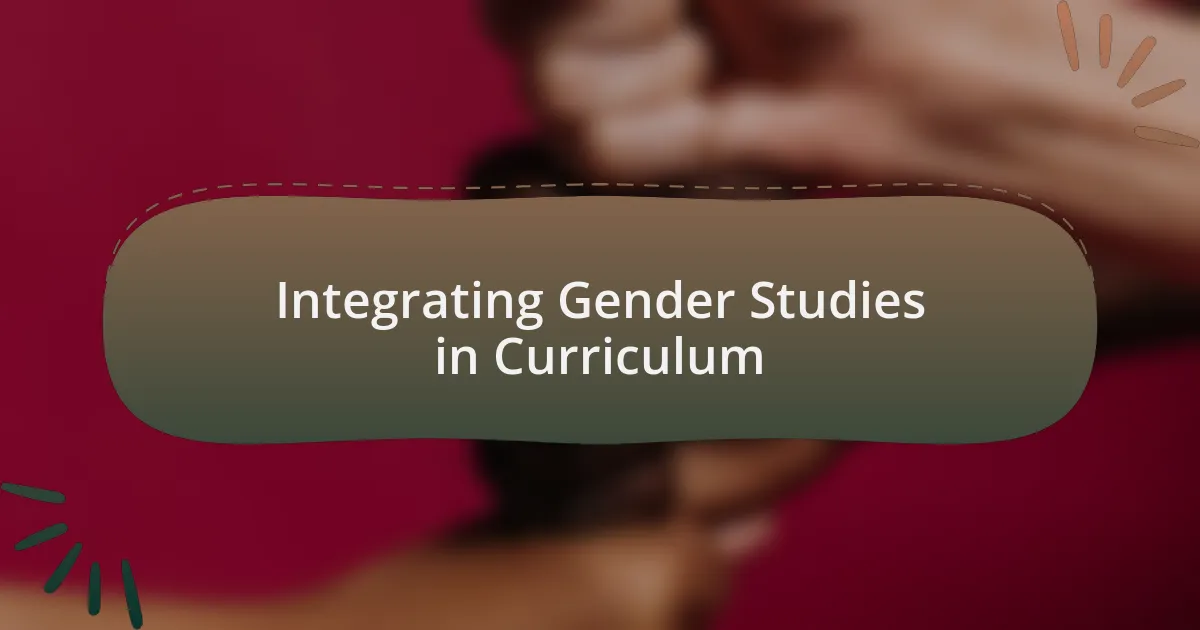 Integrating Gender Studies in Curriculum