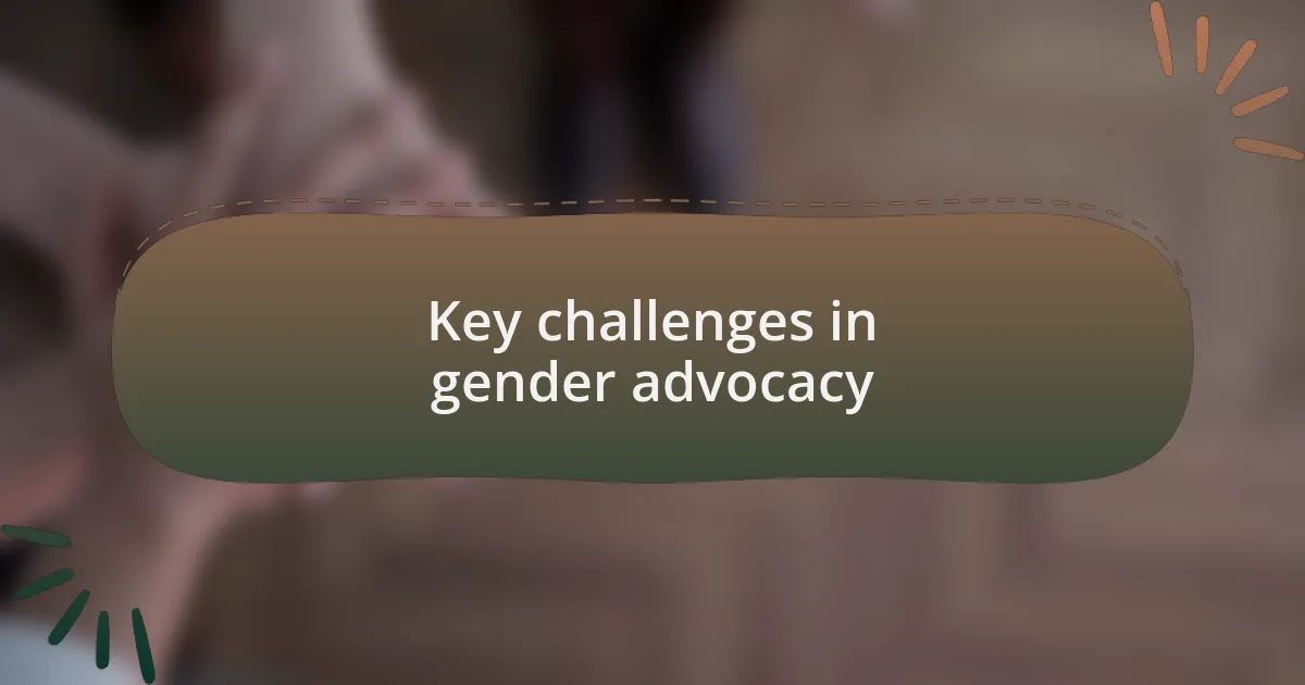Key challenges in gender advocacy