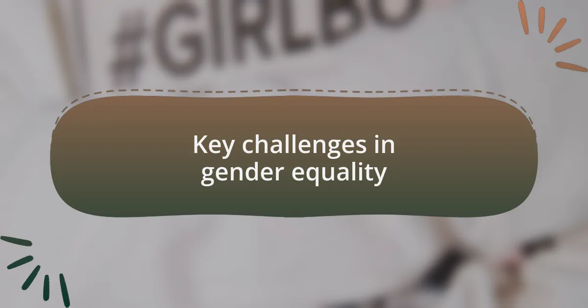 Key challenges in gender equality