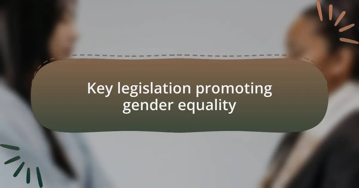 Key legislation promoting gender equality
