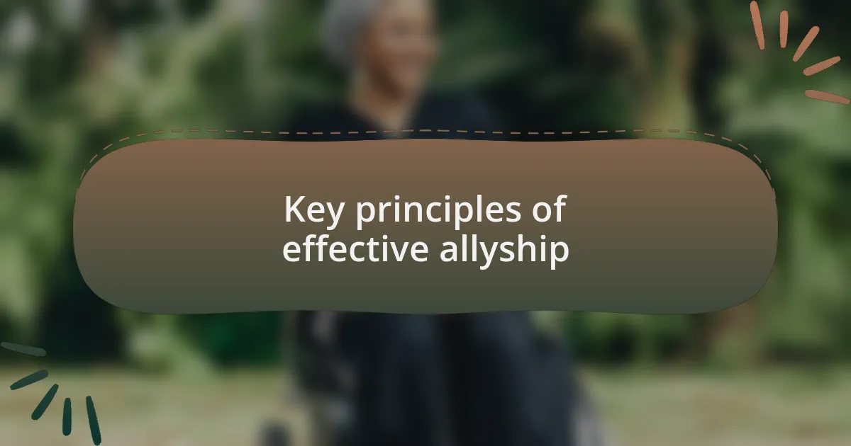 Key principles of effective allyship
