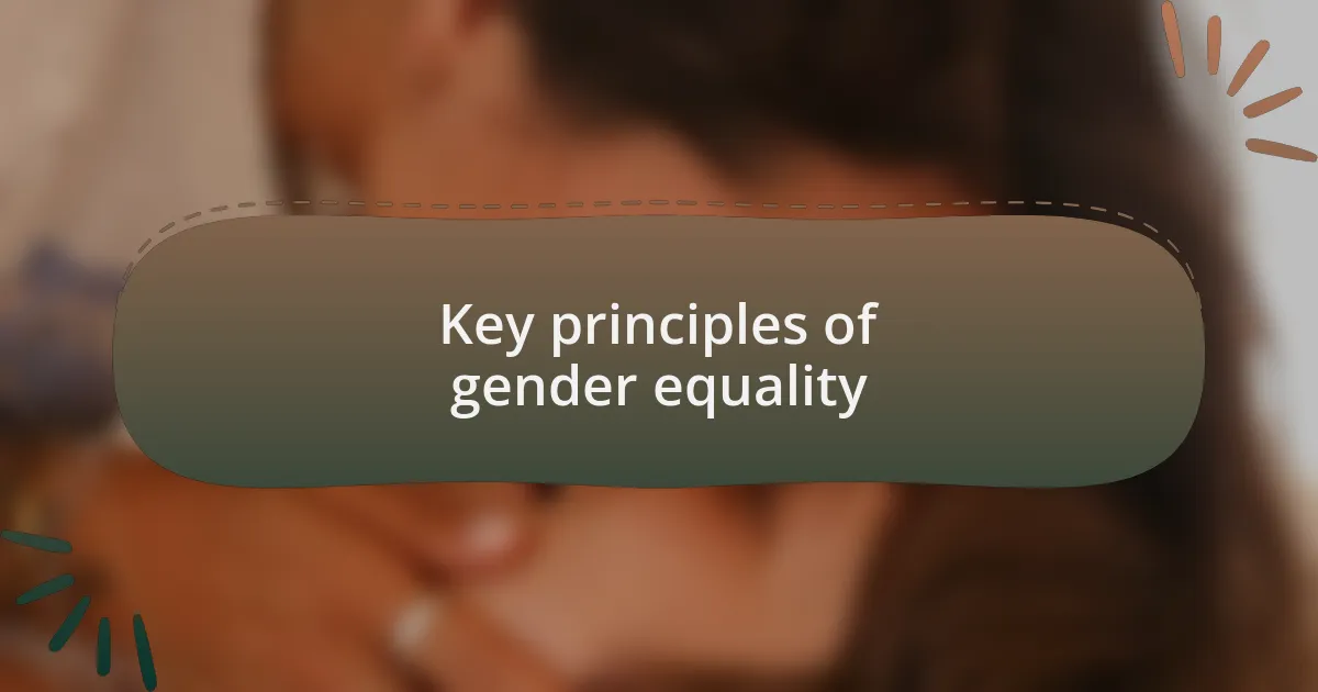 Key principles of gender equality