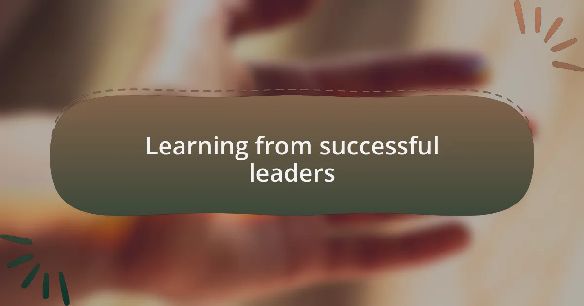 Learning from successful leaders