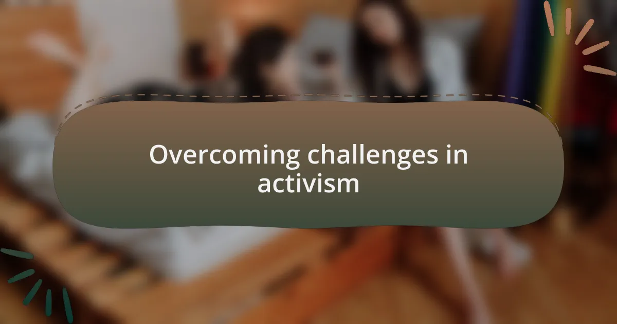Overcoming challenges in activism