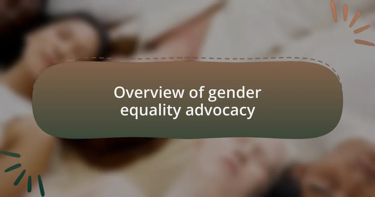 Overview of gender equality advocacy