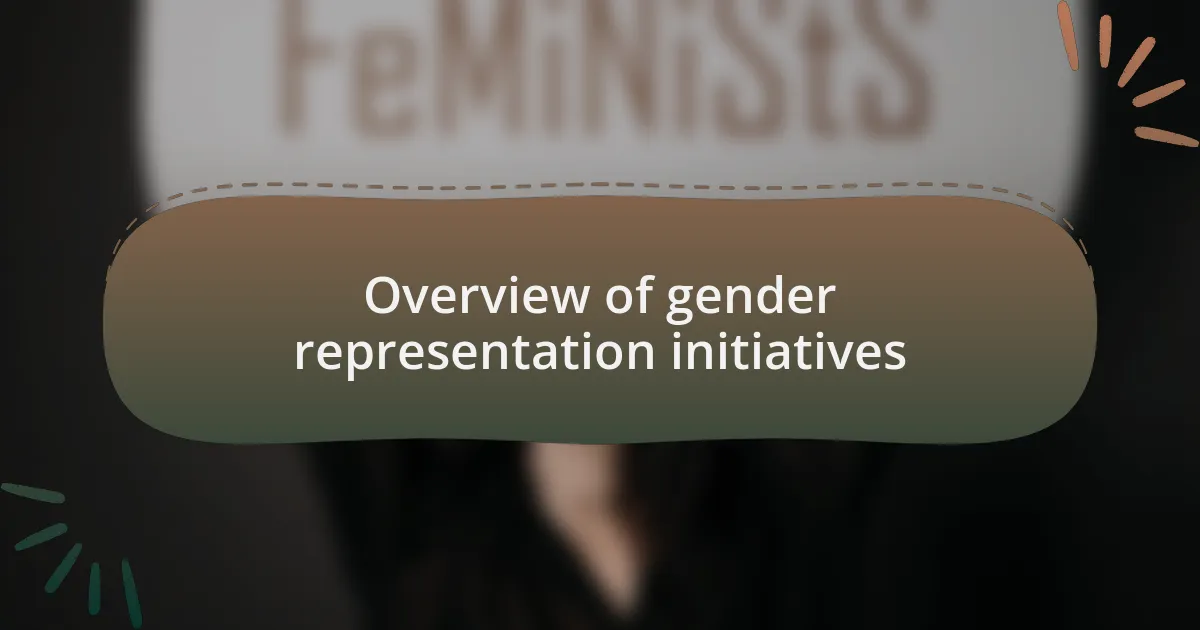 Overview of gender representation initiatives