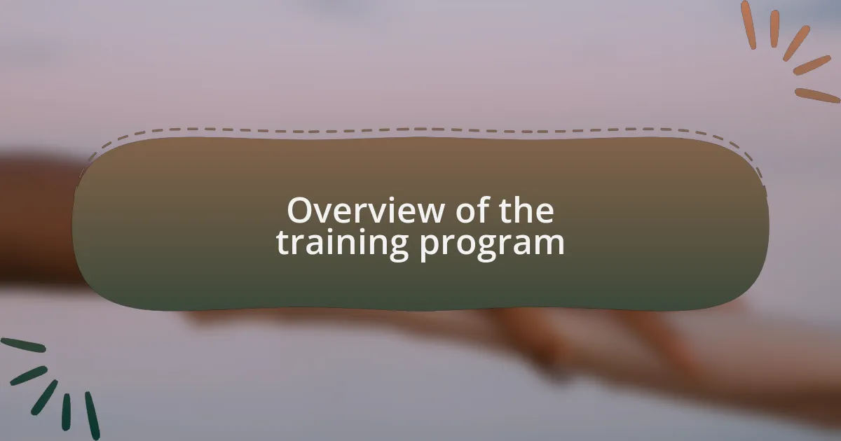 Overview of the training program
