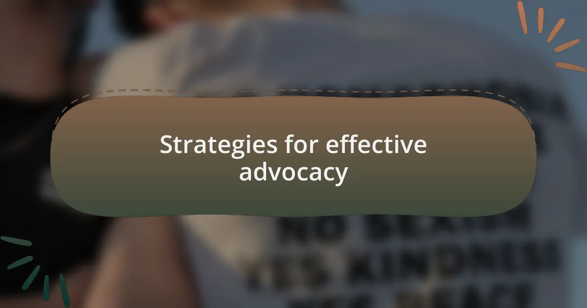 Strategies for effective advocacy