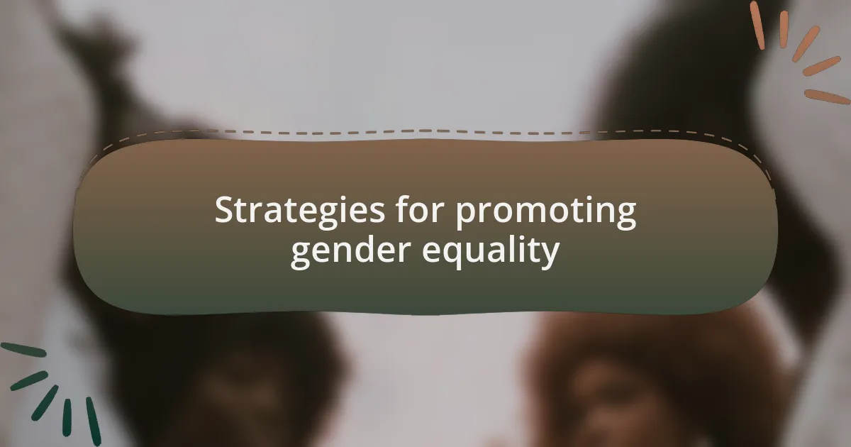 Strategies for promoting gender equality