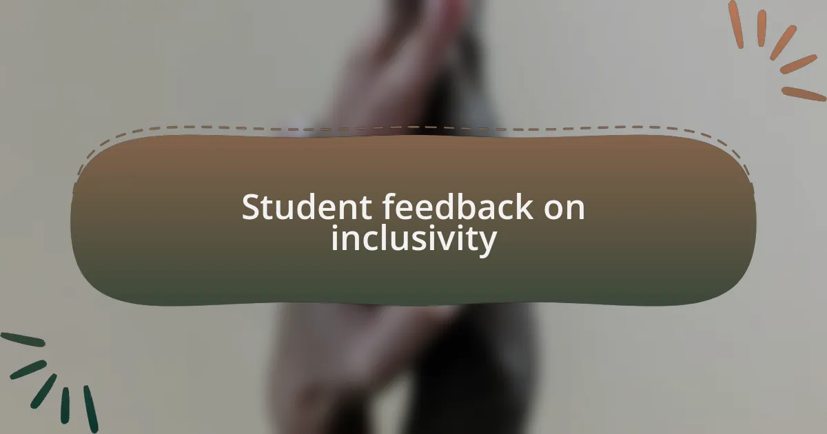 Student feedback on inclusivity