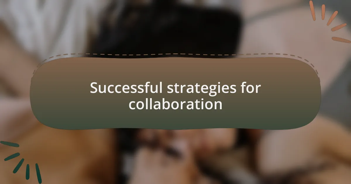 Successful strategies for collaboration