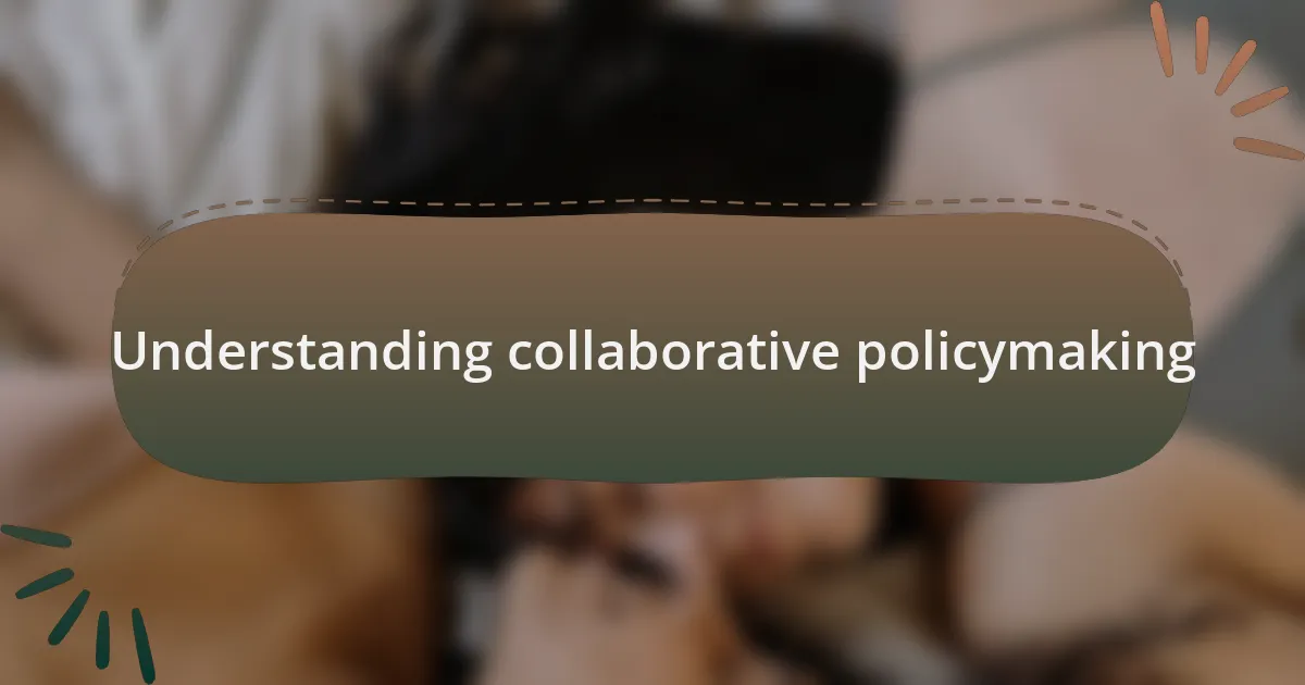 Understanding collaborative policymaking