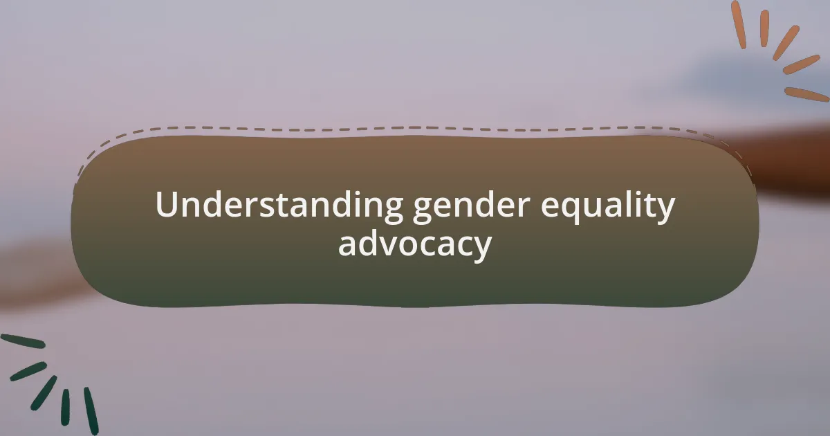 Understanding gender equality advocacy